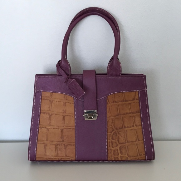 NWOT Danilo’s Purple Leather Satchel - Picture 1 of 5